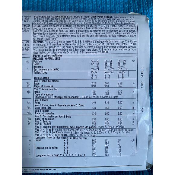 Simplicity sewing pattern 0698 kids vampire zorro robin hood costume - Picture 5 of 5